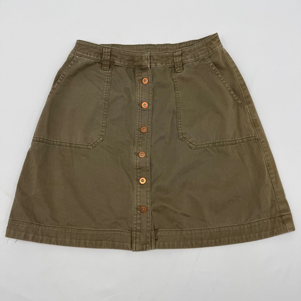 Pilcro Womensβ Chino Mini Skirt Olive Green Size 2 Button Front Gorpcore Basic